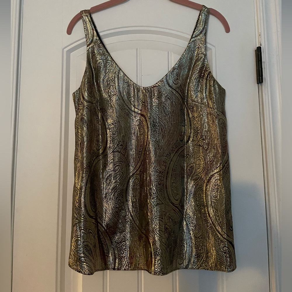 J Crew Women’s Cate Cami Metallic Paisley Top